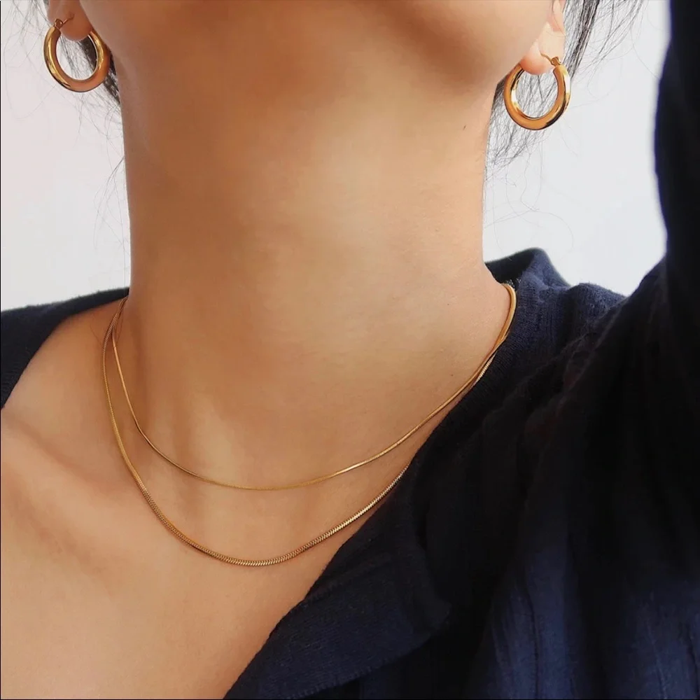 18k Gold Filled Layered Necklace Set - Picture 3 of 5